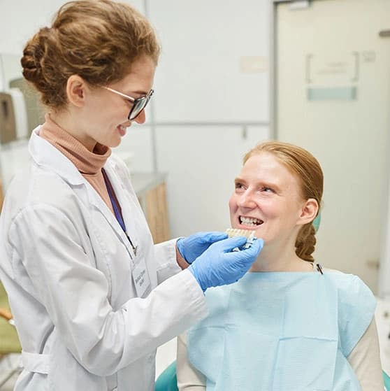 Dentist and patient at West 17th Avenue Dental Care on 17th Avenue SW in Calgary